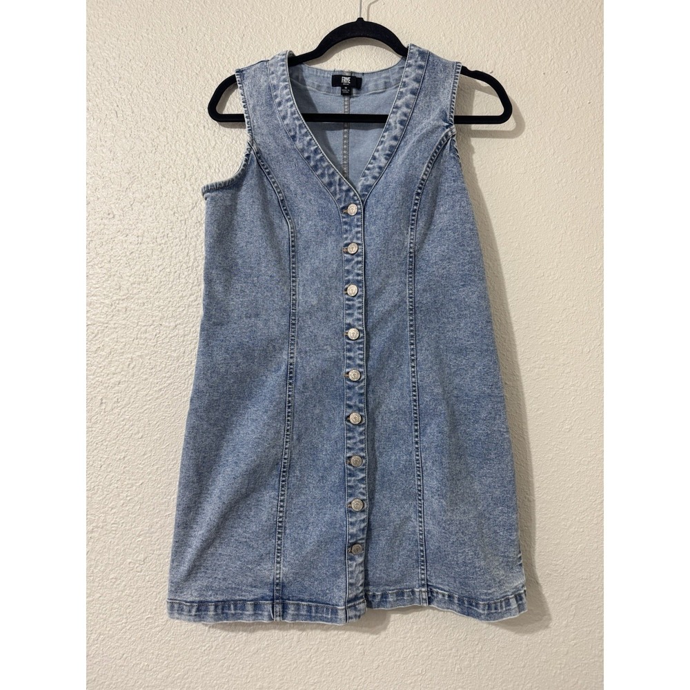 Frye Denim Dress Sz M Womens Summer Boho Preppy Festival Mini - Picture 1 of 7